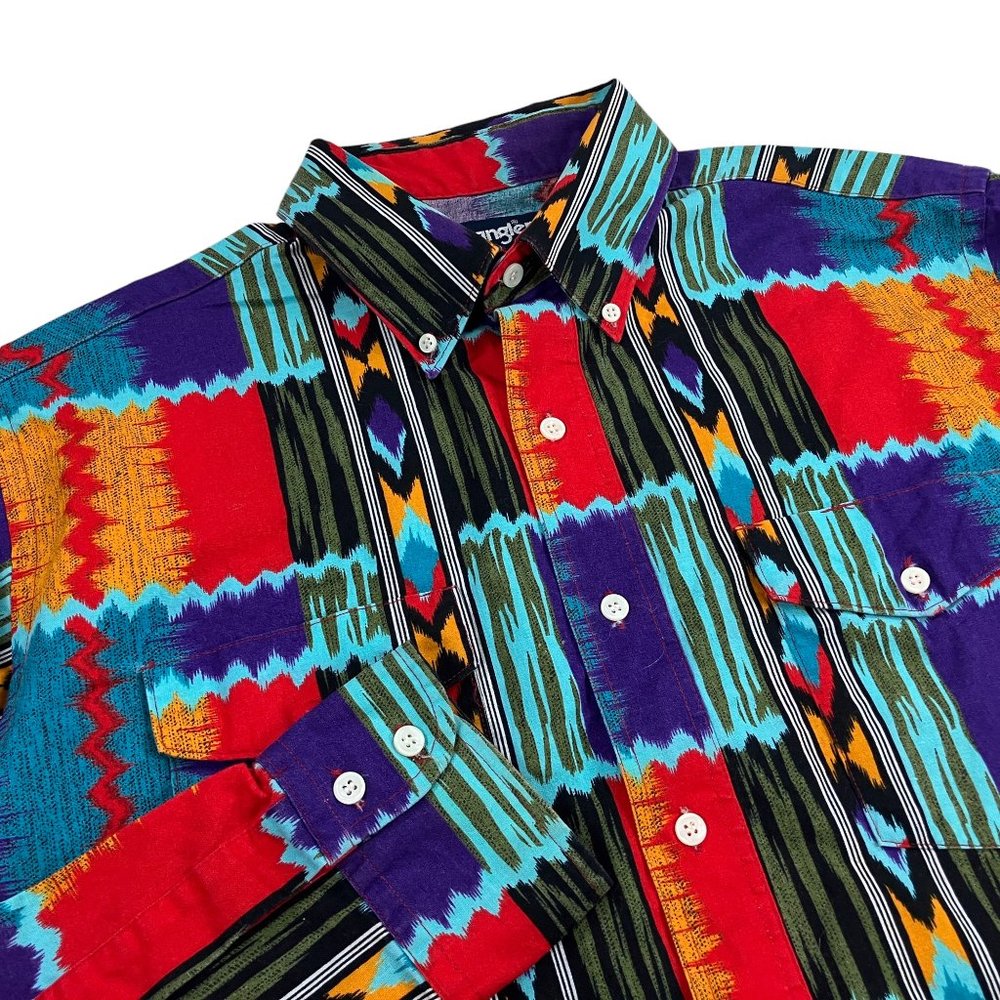 Vintage Wrangler Western Shirt 16.5-36 X-Long Tails Cowboy Cut USA